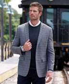 Two Button Windowpane Wool Sport Coat – Grey