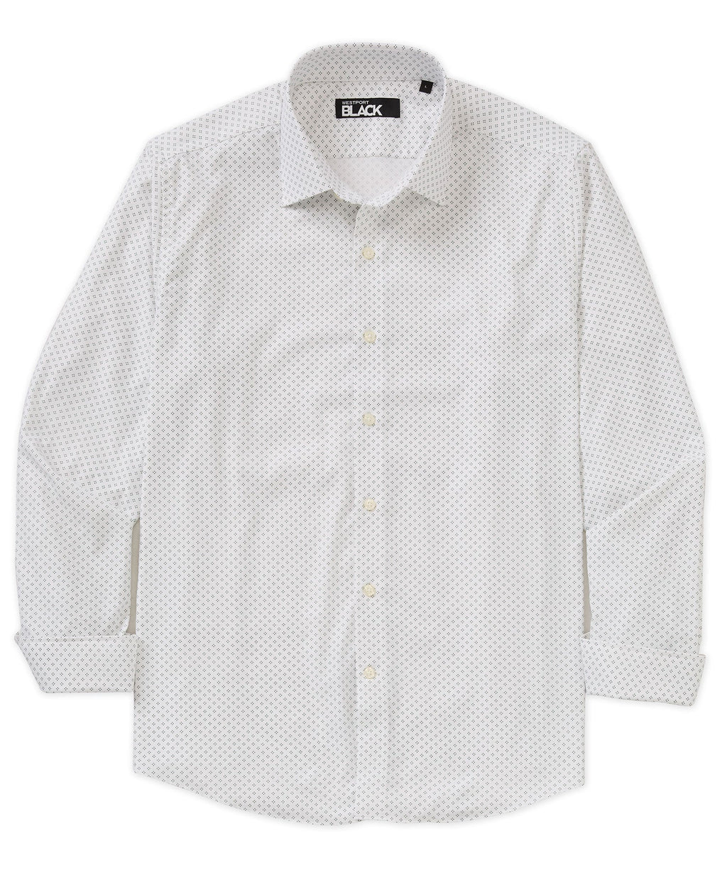 Long Sleeve Performance Print Sport Shirt – Black/White