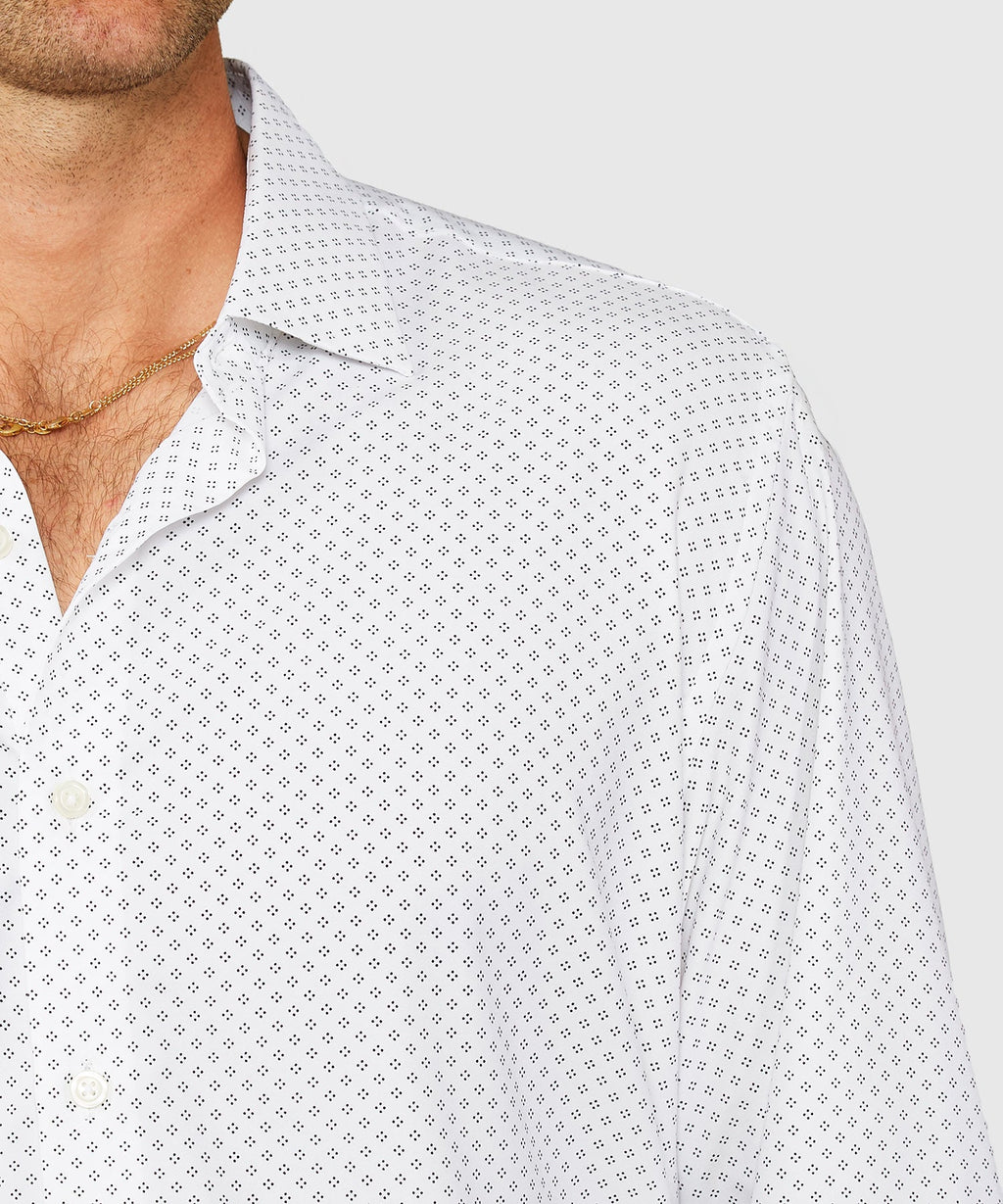 Long Sleeve Performance Print Sport Shirt – Black/White