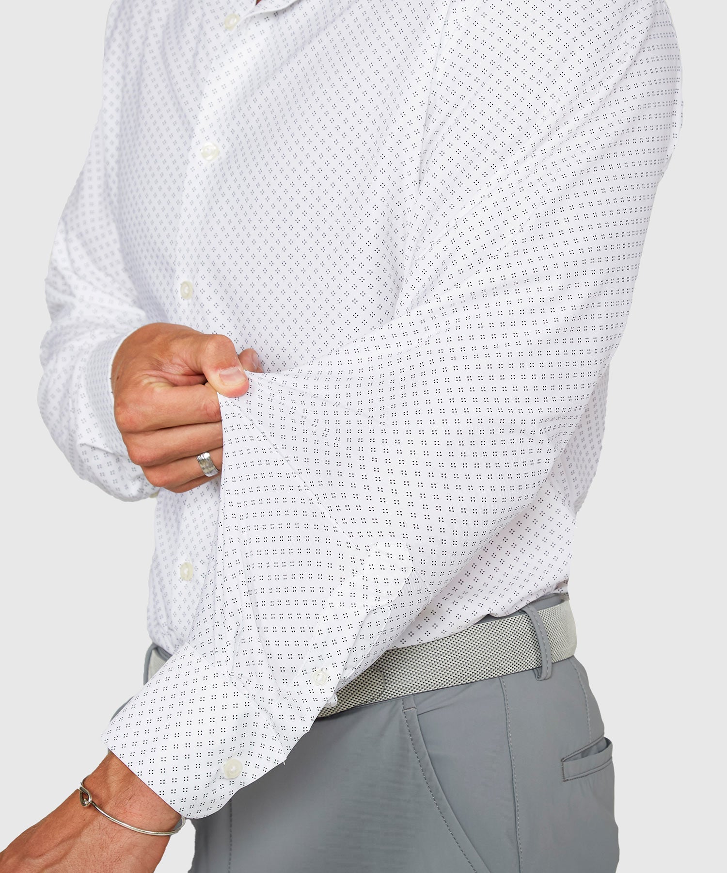 Long Sleeve Performance Print Sport Shirt – Black/White
