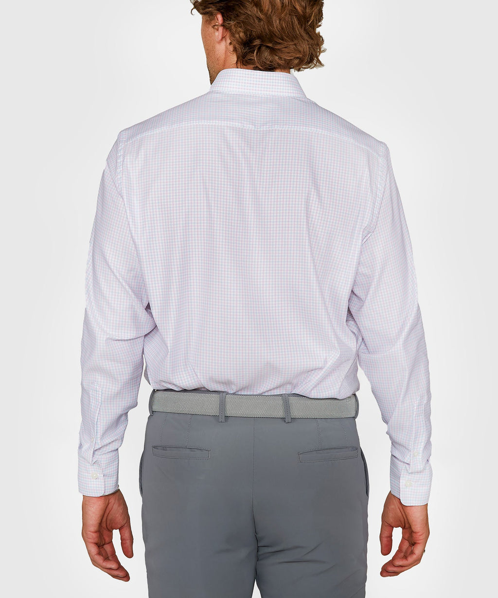 Long Sleeve Performance Plaid Sport Shirt – Lilac/Sky