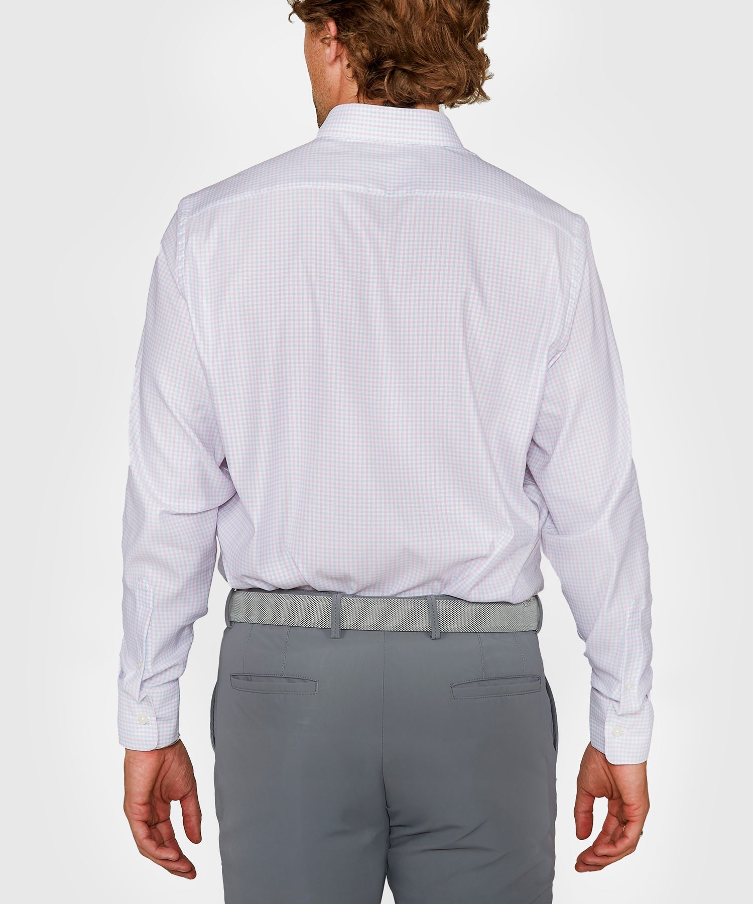 Long Sleeve Performance Plaid Sport Shirt – Lilac/Sky