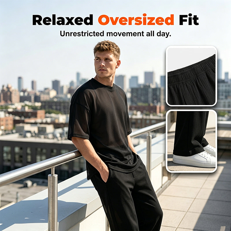 2026 New Arrivals Men's T-Shirt & Wide-Leg Pants 2-Piece Set
