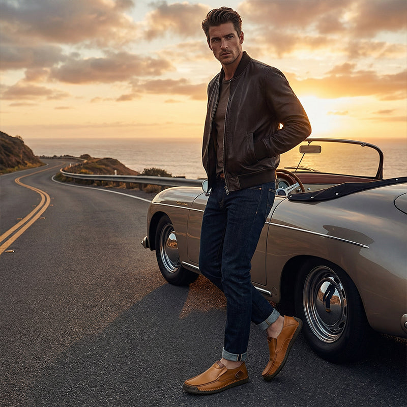 Classic Men¡¯s Slip-On Leather Shoes ¨C Premium Calfskin, All-Day Comfort & Effortless Style