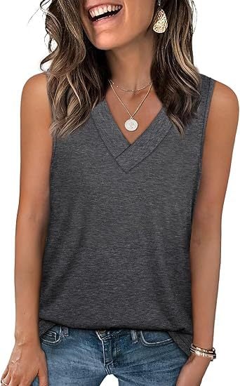 Ärmelloses, locker sitzendes, figurformendes Freizeit-Tanktop mit V-Ausschnitt für Damen