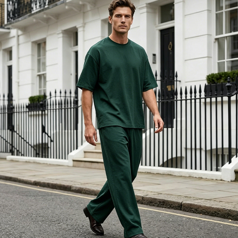 2026 New Arrivals Men's T-Shirt & Wide-Leg Pants 2-Piece Set
