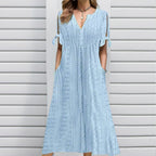 Women's Elegant V-Neck Hollow-Out Solid Dress
