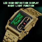 Men's Square Creative Dual-Movement Multifunctional Sports Watch