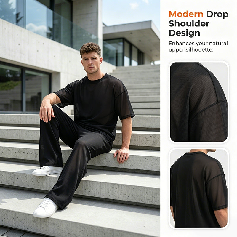 2026 New Arrivals Men's T-Shirt & Wide-Leg Pants 2-Piece Set