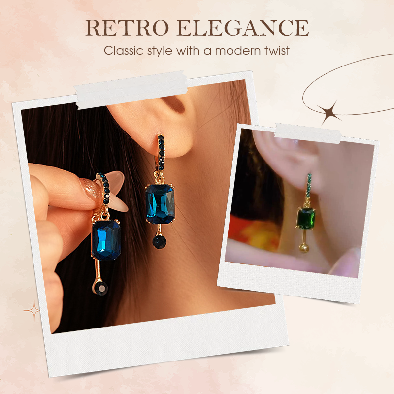 Elegant Vintage Synthetic Diamond Drop Earrings