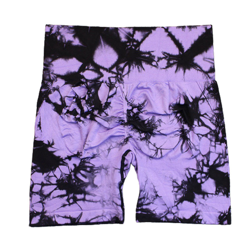 Sportshort met hoge elasticiteit en willekeurig verfpatroon