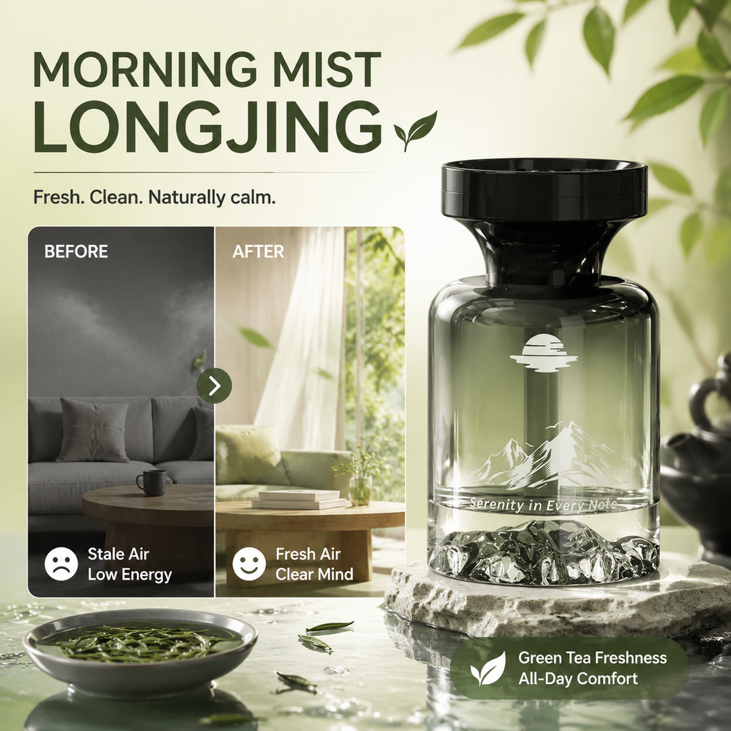110ml Long-Lasting Car Air Freshener ¨C Natural plant extracts, eliminates smoke & pet odours. Weeks of freshness. Mountain design. Breath e