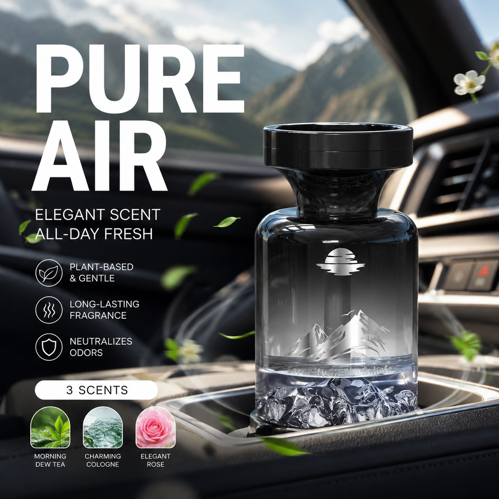 110ml Long-Lasting Car Air Freshener ¨C Natural plant extracts, eliminates smoke & pet odours. Weeks of freshness. Mountain design. Breath e