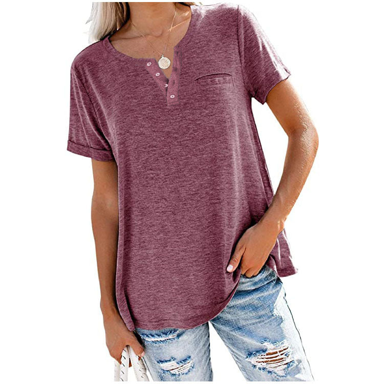Hochwertiges kurzärmliges Baumwoll-T-Shirt mit Tasche