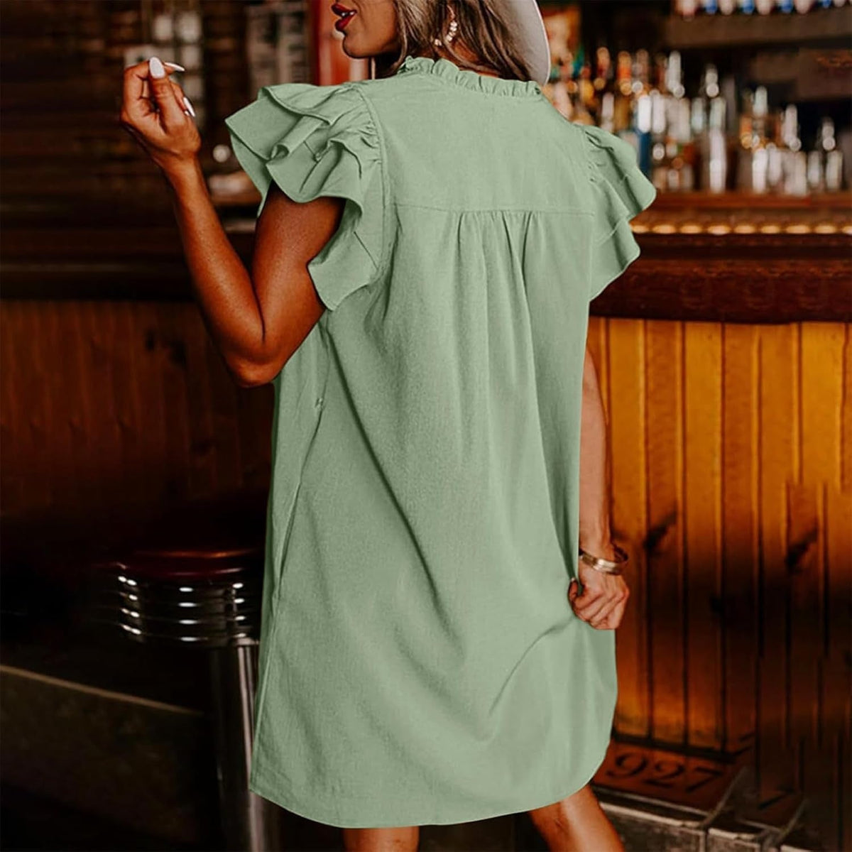 Summer Specials Women's Casual V-Neck Ruffle Pleated Dress