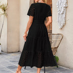 NOW Women¡¯s Elegant V-Neck Eyelet Flowy Dress ¨C Romantic & Breathable ¨C Summer Essential