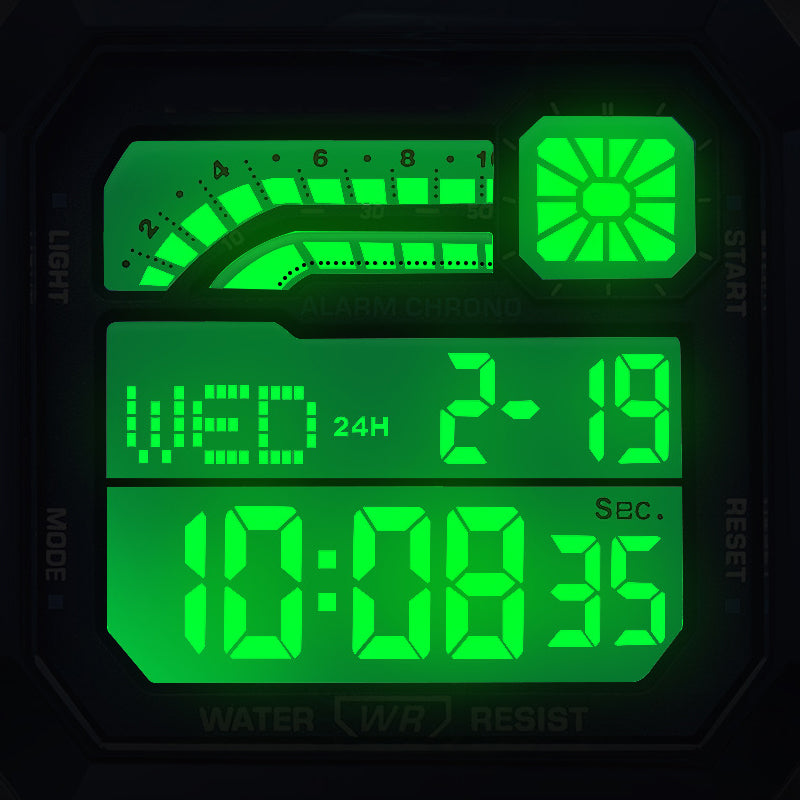 Aanbieding-Digitaal horloge met vierkante wijzerplaat en lichtgevende achtergrondverlichting