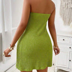 Women's Strapless Split Hem Top & Shorts 2-Piece Set