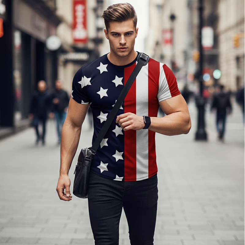 Amerikaans patriottisch T-shirt voor heren met 3D-print