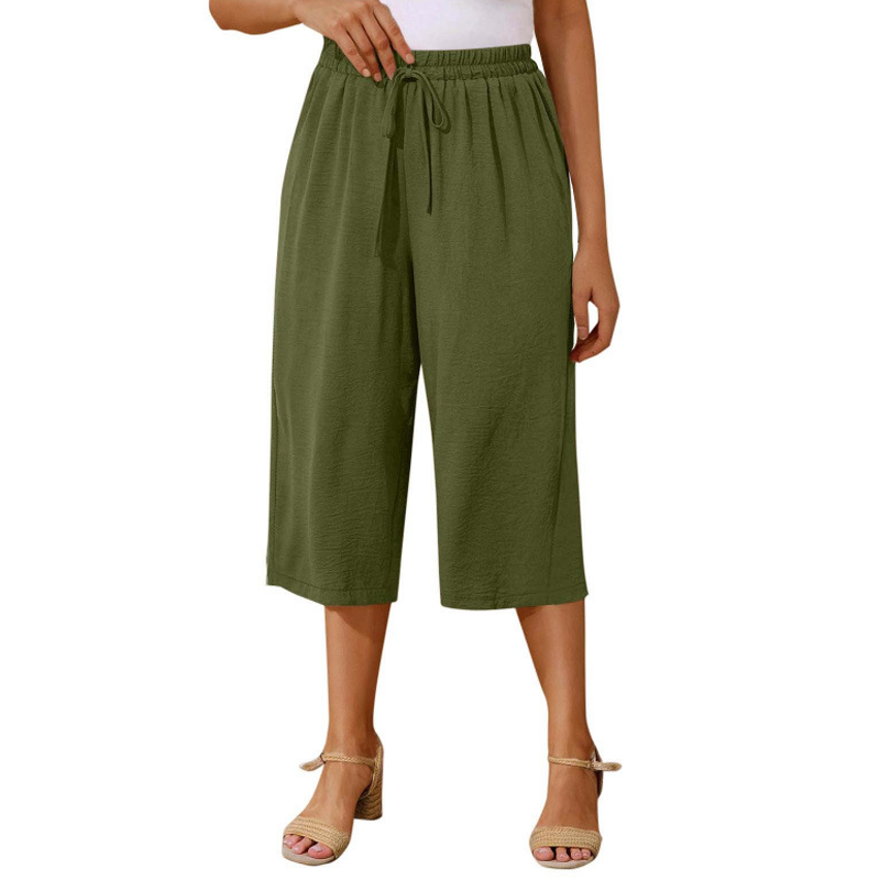 Women's Casual Drawstring Waist Capri Pants