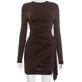 Long Sleeve Ruched Bodycon Mini Dress