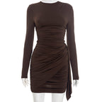 Long Sleeve Ruched Bodycon Mini Dress