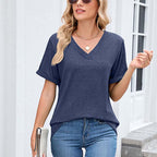 Women's V-Neck Short Sleeve Casual T-Shirt