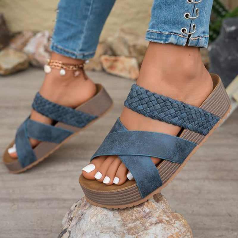 NOW Women's Criss-Cross Woven Strap Wedge Sandals ¨C Comfortable, Stylish & Perfect for Summer Days