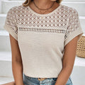 Gebreide top met mesh en korte mouwen
