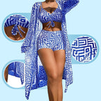 Driedelige badkledingset met geometrische print voor dames