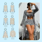 Driedelige badkledingset met geometrische print voor dames