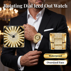 Men's Iced-Out Watch with Rotating Dial ¨C Sparkling Crystals, Precise Quartz & Butterfly Clasp