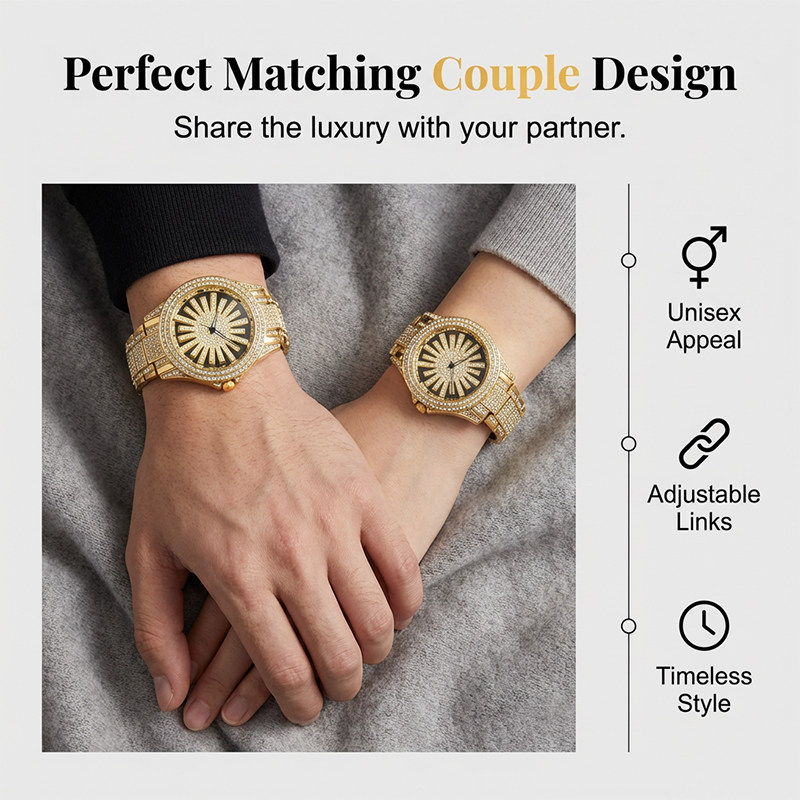 Men's Iced-Out Watch with Rotating Dial ¨C Sparkling Crystals, Precise Quartz & Butterfly Clasp