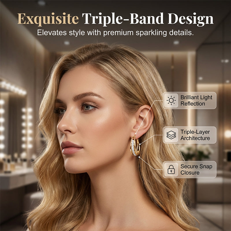 Elegant Geometric Hoop Earrings with Sparkling Accents