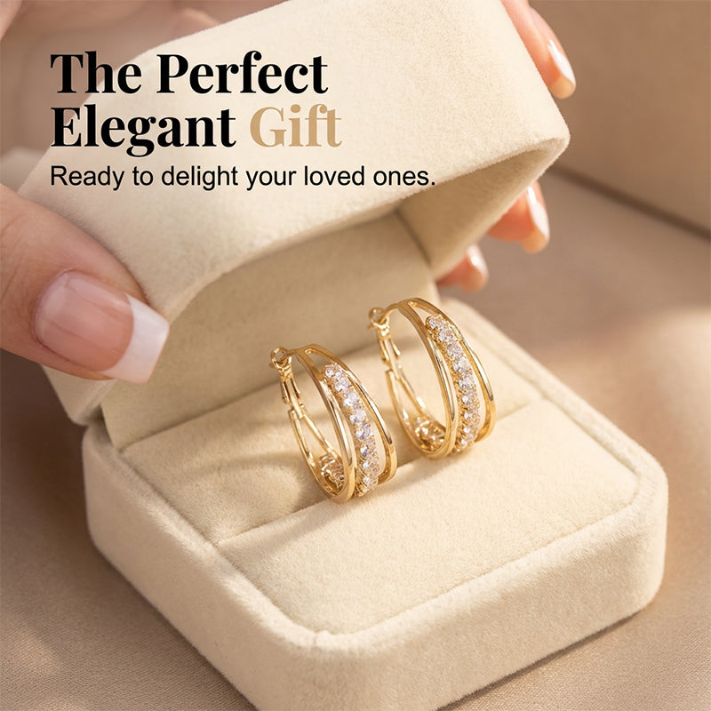 Elegant Geometric Hoop Earrings with Sparkling Accents