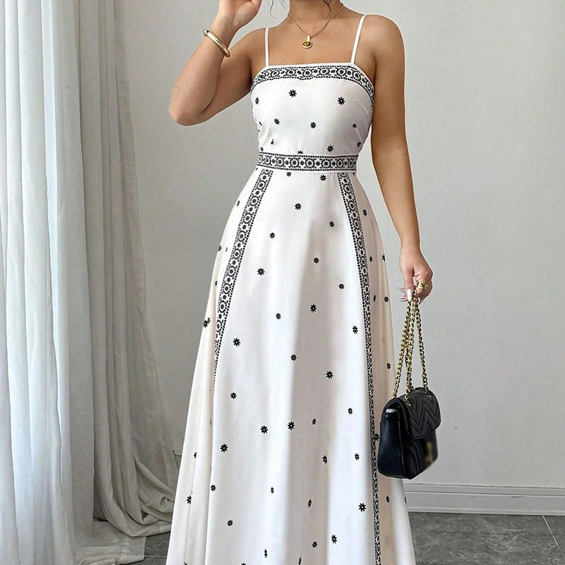 Women's Elegant Printed Spaghetti Strap Dress