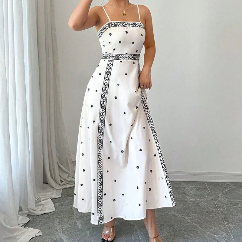 Women's Elegant Printed Spaghetti Strap Dress