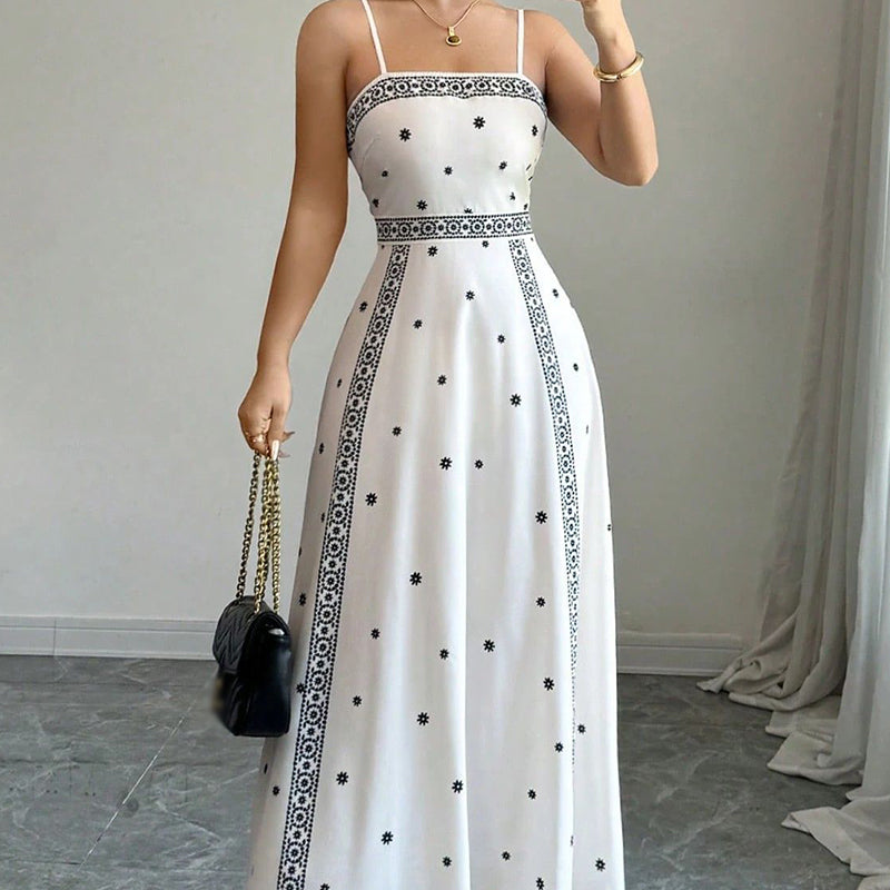 Women's Elegant Printed Spaghetti Strap Dress