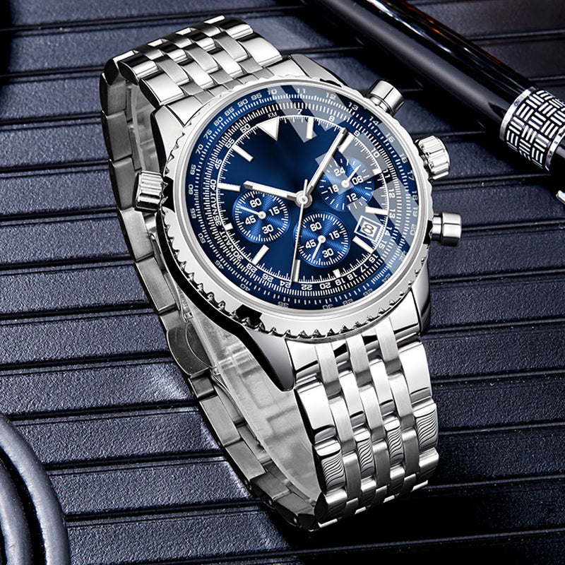 Men's Classic Multifunctional Business Watch ¨C Stainless Steel, Chronograph & 30M Water Resistant