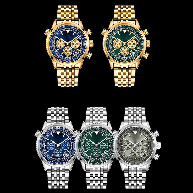 Men's Classic Multifunctional Business Watch ¨C Stainless Steel, Chronograph & 30M Water Resistant