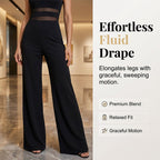 2026 New Arrival One-Shoulder Mesh Panel Wide-Leg Jumpsuit