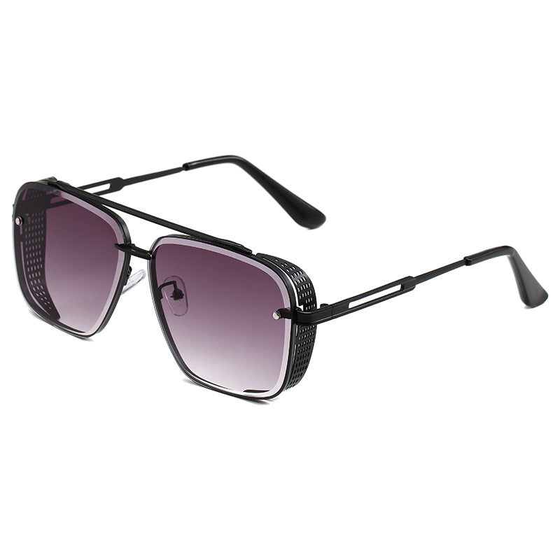 Men's Retro Double Bridge Metal Frame Sunglasses