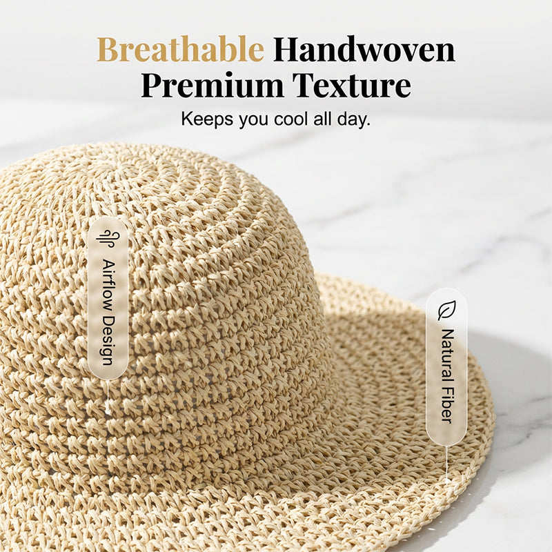 Women's Handwoven Wide-Brim Straw Hat