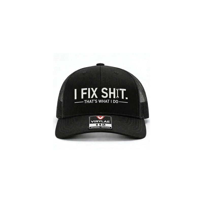 Mesh Back Trucker Cap with I Fix Shit Embroidery ¨C Breathable Outdoor Sun Hat