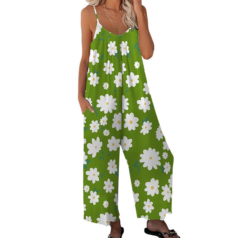 Damesjumpsuit met bloemenprint en wijde pijpen