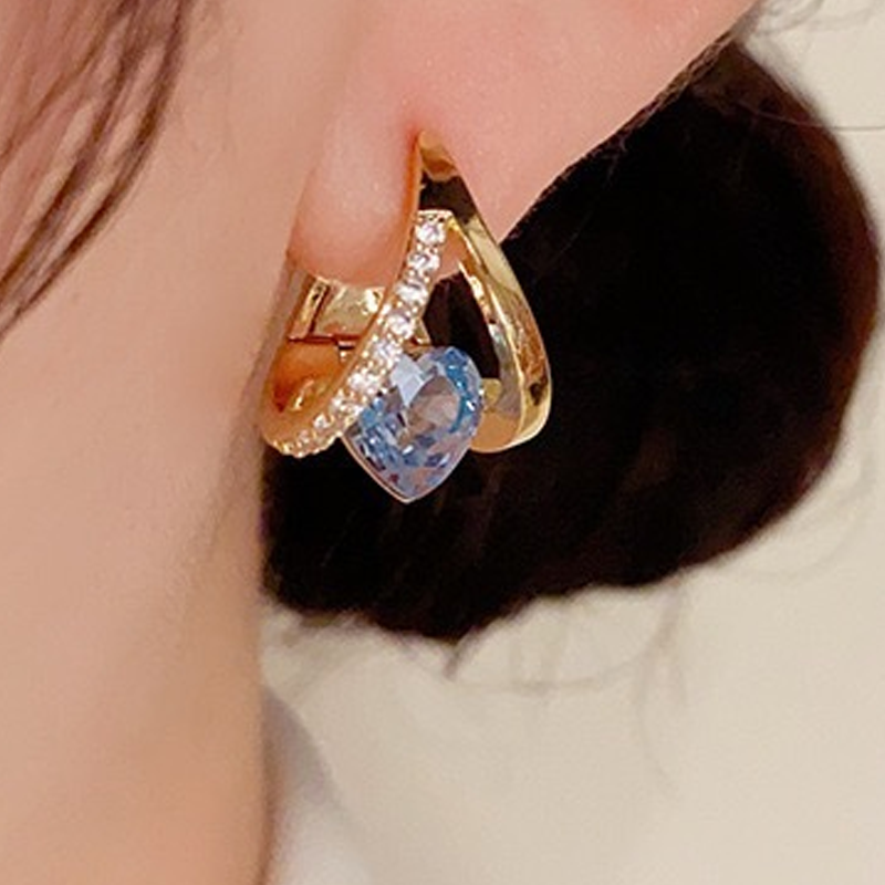 Free Elegant V-Shape Heart Dangle Hoop Earrings