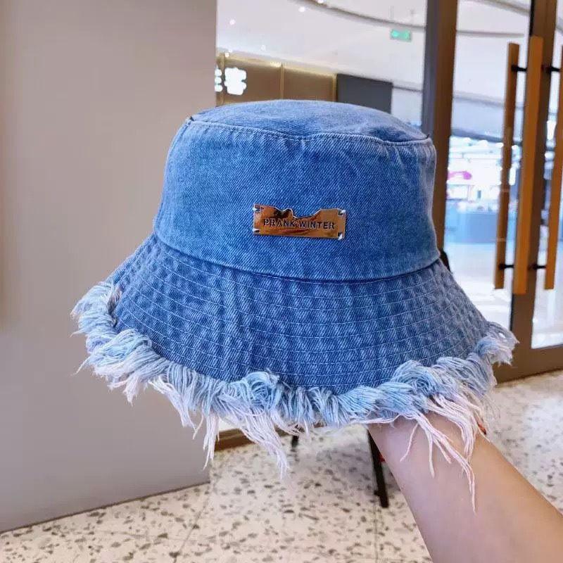 Stylish Layered Fray Denim Sun Protection Hat