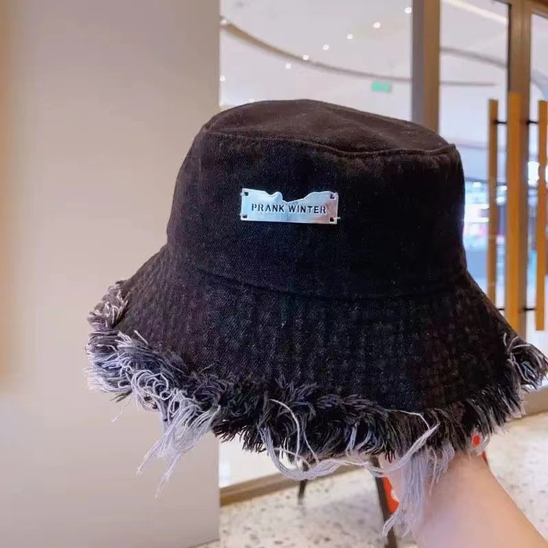 Stylish Layered Fray Denim Sun Protection Hat