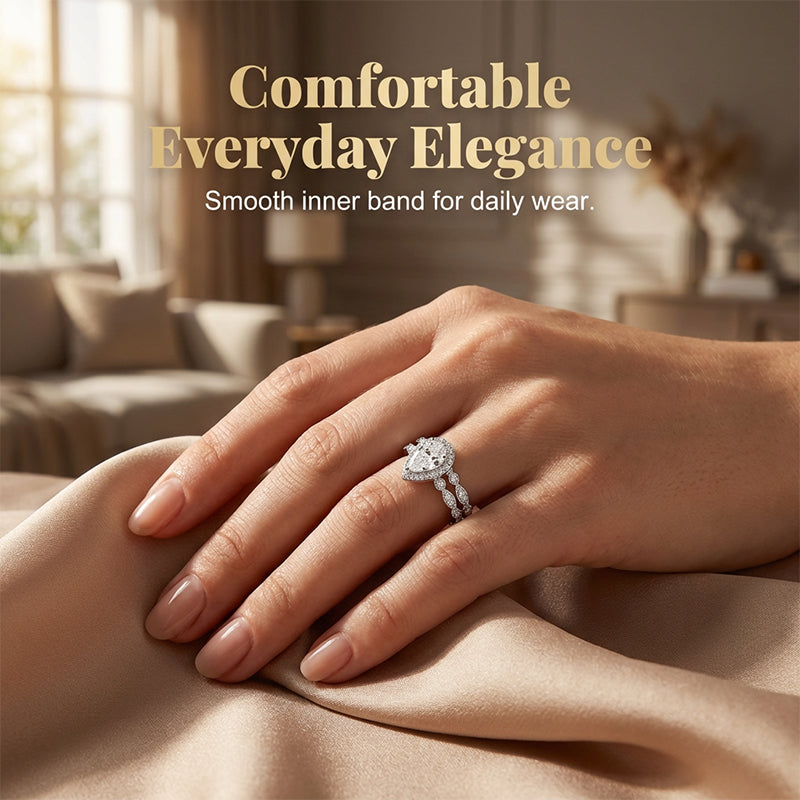 Pear-Shaped Teardrop Engagement Ring Set