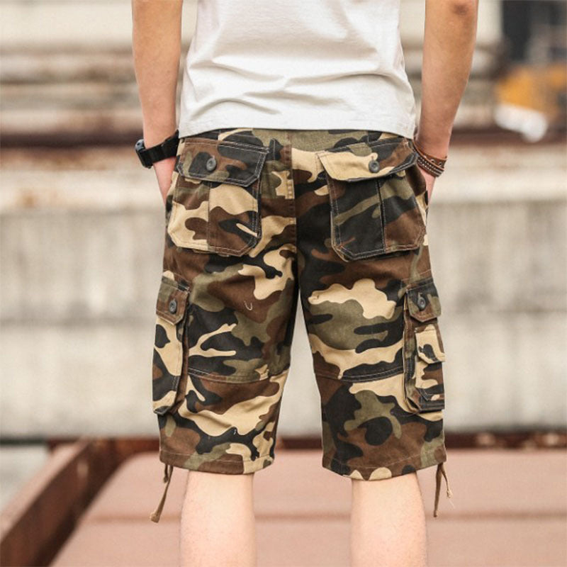 Cargoshorts voor heren van katoenmix met camouflageprint